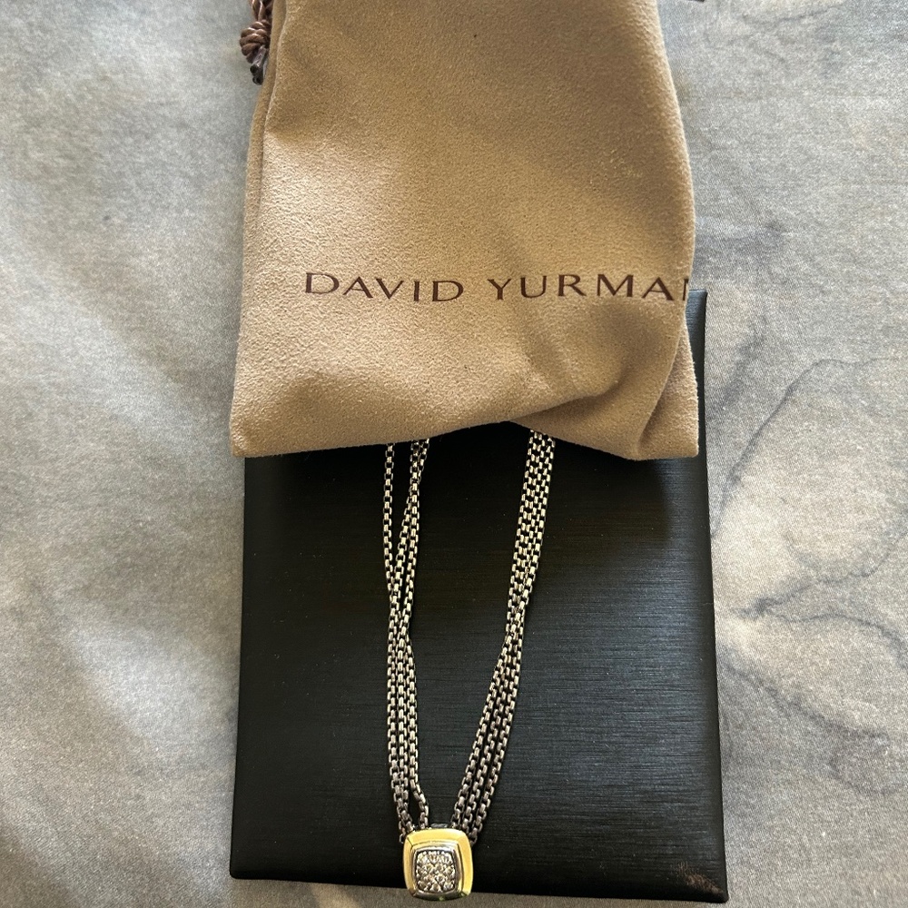 18K David Yurman Sterling Silver Pave Diamond Neck